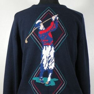 Embassy Row Thick Knit Sweater with Golf Player